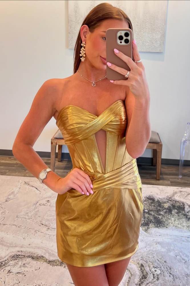 Cute Gold Sweetheart Tight Homecoming Dresses with Keyhole AB24081501 Cute Gold Sweetheart Tight Homecoming Dresses with Keyhole AB24081501
