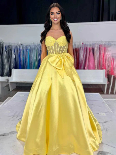 Gorgeous A Line Sweetheart Purple Satin Prom Dress with Beading AB25101510