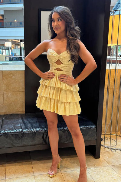 A-Line Sweetheart Royal Blue Tiered Homecoming Dress with Beading AB25090901