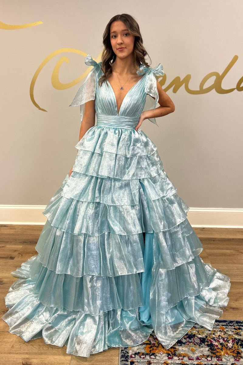 ruffle tiered formal dress Black Strapless Ruffle Tiered Tulle Long Prom Dresses main image 1
