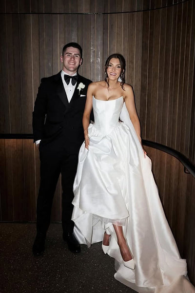 Ball Gown Scoop Neck Heavy Satin Wedding Dress with Pockets AB05060204