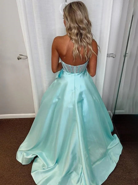 Gorgeous A Line Sweetheart Purple Satin Prom Dress with Beading AB25101510