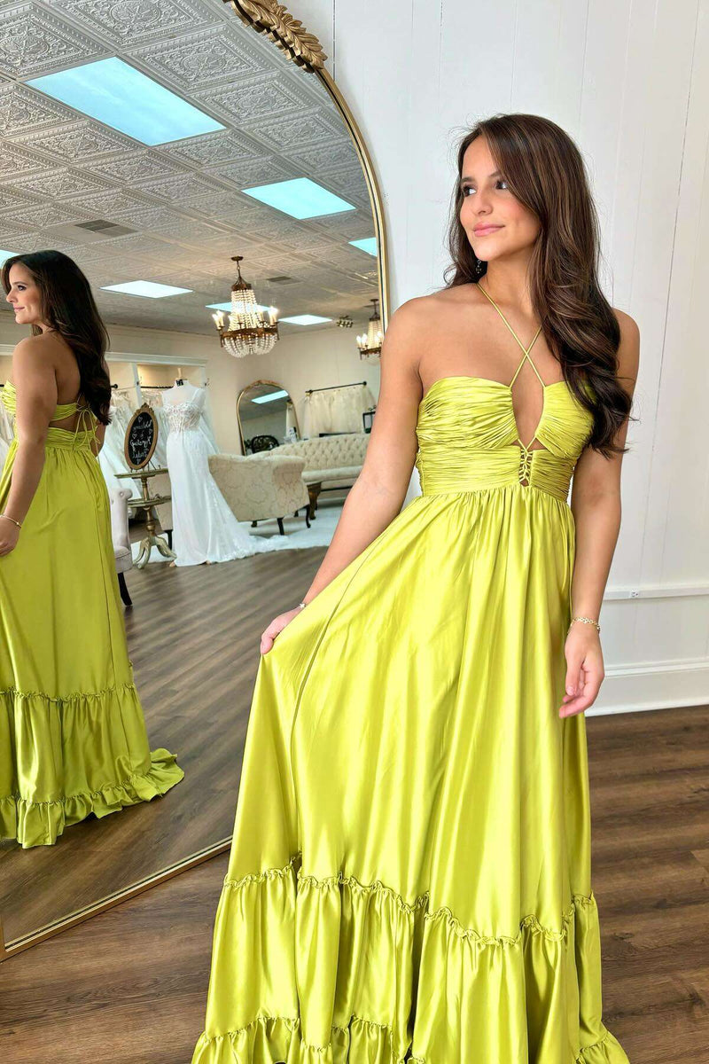criss cross halter prom dress Royal Blue Criss Cross Halter Evening Dress with Overskirt SF012