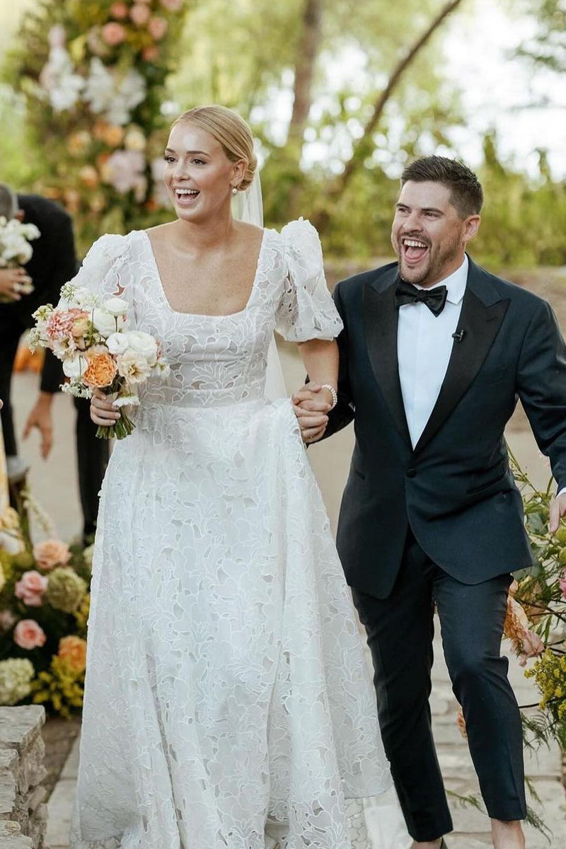 vintage square neck wedding dress Vintage A-Line Square Neck Lace Wedding Dresses AB4052102