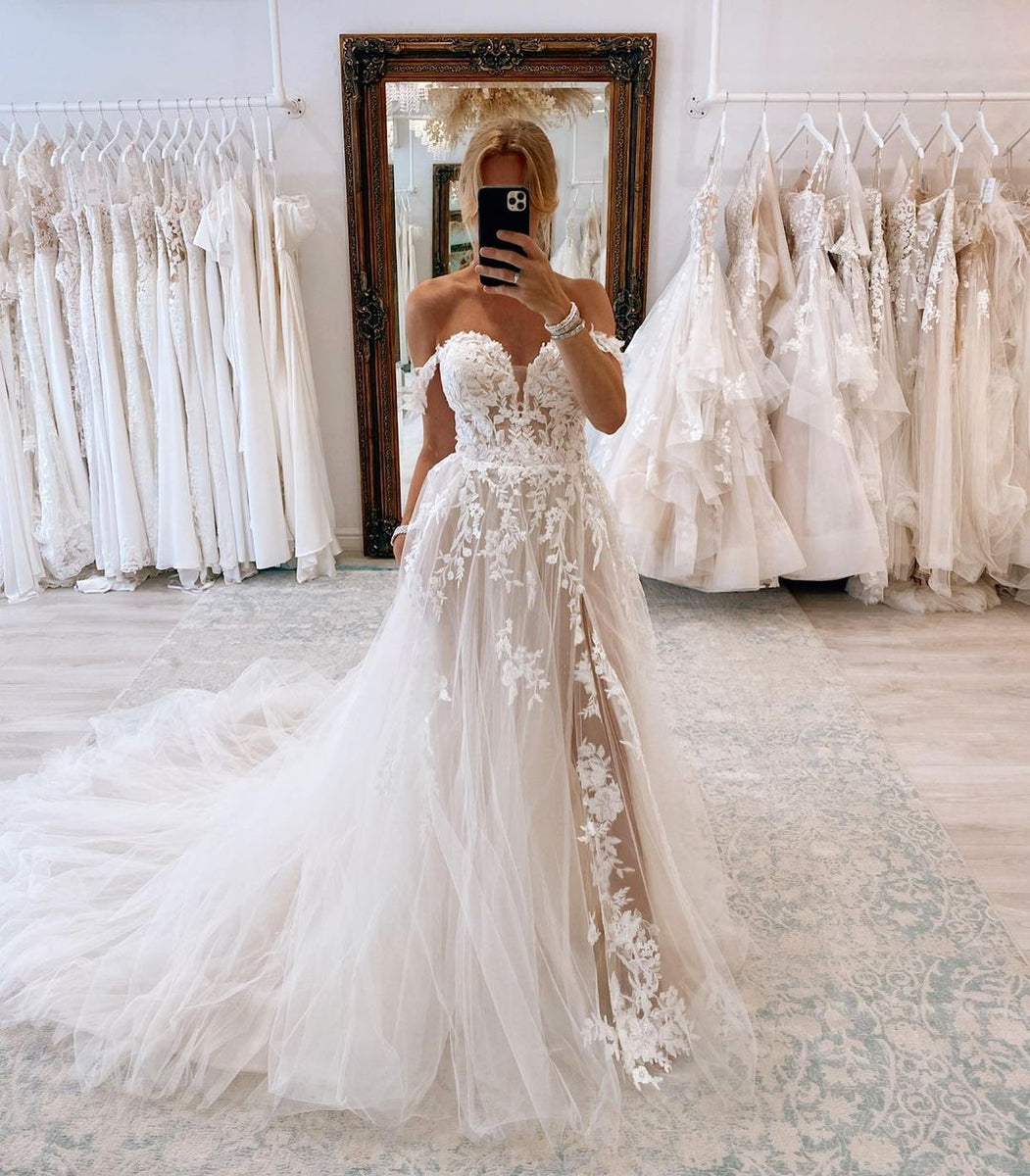 a line floral midi dress Lydia Strapless A-Line Wedding Dress main image 0