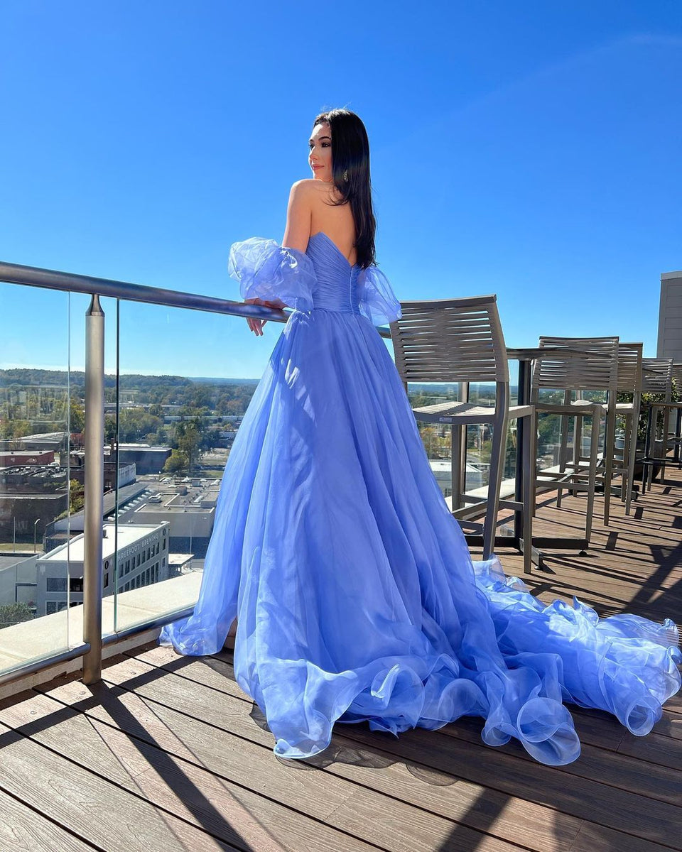prom organza dress Charming Sweetheart Blue Dresses with Slit AB20704 – Anniebride Size:9 G Sage Green Nursery Dresser while the intricate appliqued Top-Seller
