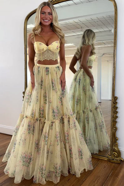Fashion A Line Sweetheart Floral Tulle Prom Dress AB26020607