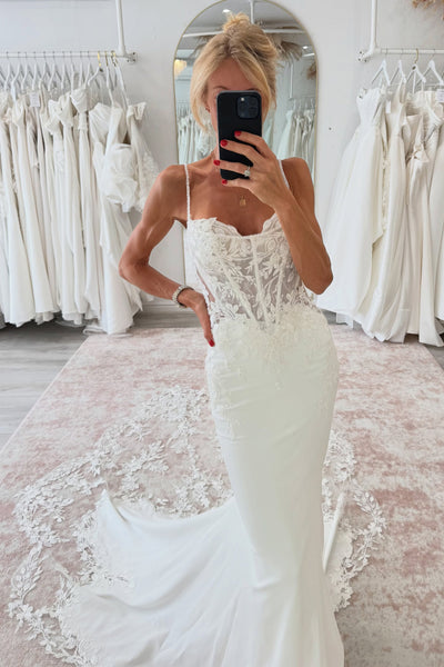 Mermaid Sweetheart Stretch Satin Wedding Dress with Appliques AB26102108