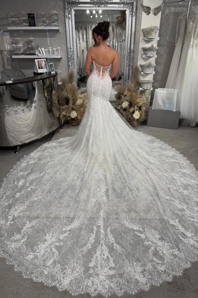 Gorgeous Mermaid Sweetheart Lace Wedding Dress with Appliques AB26042102
