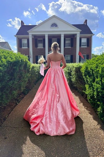 Stunning A Line Sweetheart Coral Satin Prom Dress with Beading AB26051712