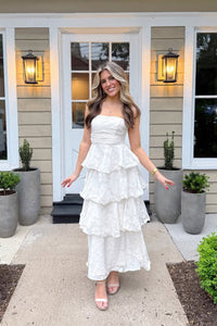 Fairy Sheath Strapless Tiered Long Prom Dress AB25060503