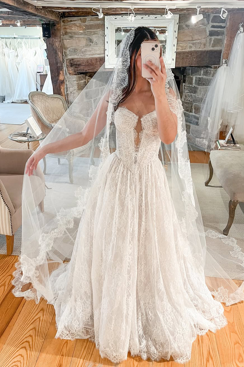 Bohemian A Line Sweetheart Lace Wedding Dresses AB25050701