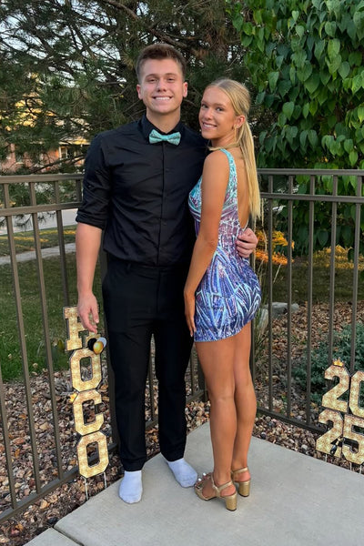 Cute Bodycon V Neck Sequins Short Homecoming Dress AB25100709