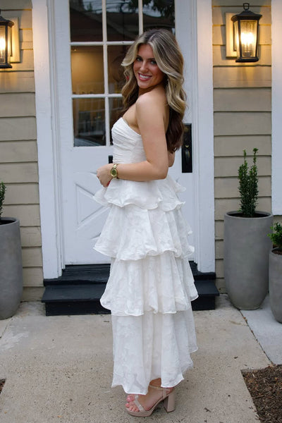 Fairy Sheath Strapless Tiered Long Prom Dress AB25060503