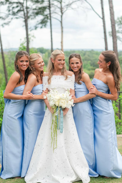 Sheath Strapless Satin Long Bridesmaid Dress AB26061001