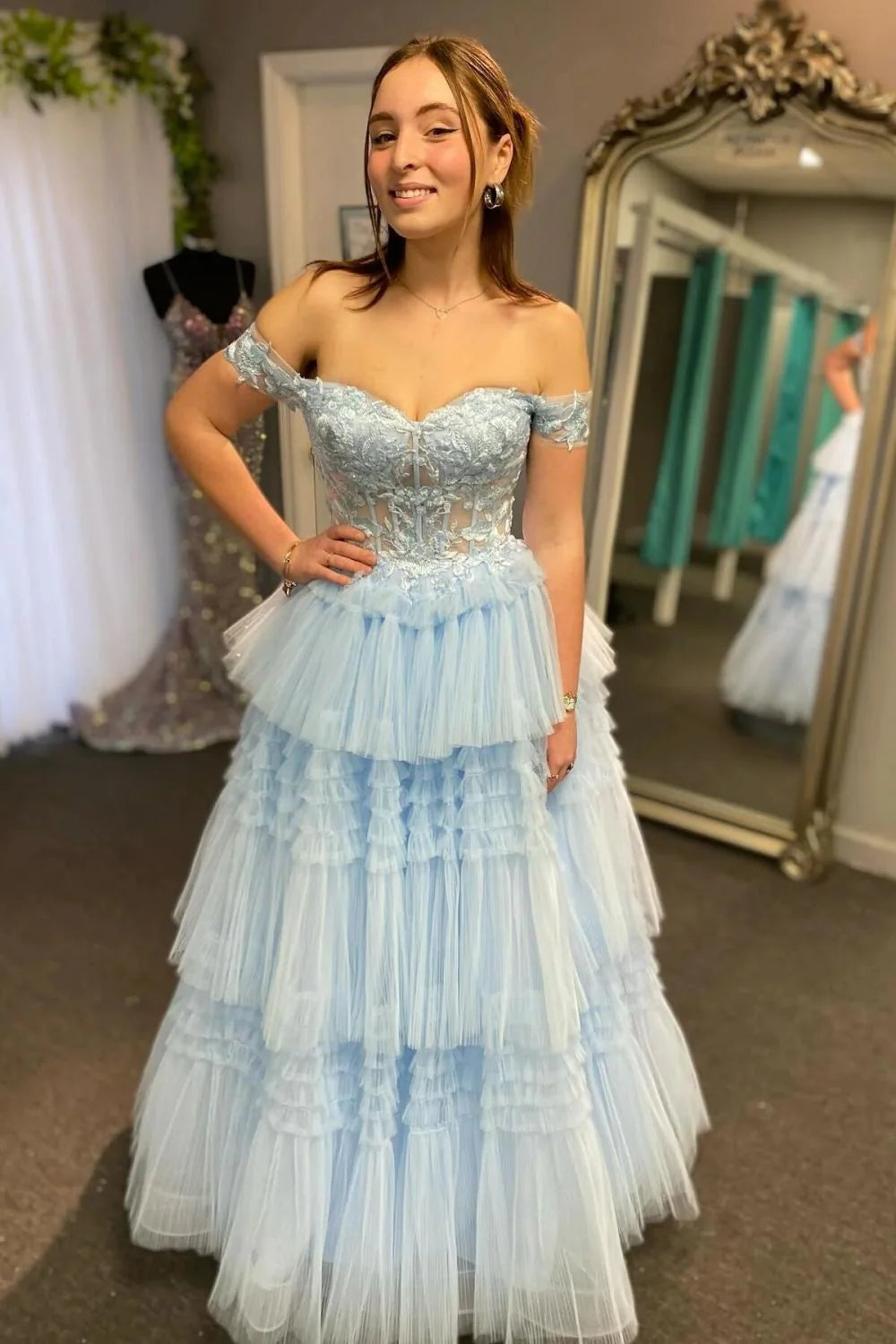 white christmas dresses Corset-Back Long Prom Dress with Beads main image 0
