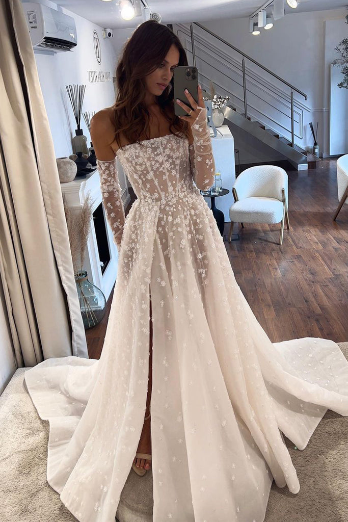 Fairy A Line Strapless Organza Long Wedding Dresses with Beaded AB090806 Anniebride Fairy A Line Strapless Organza Long Wedding Dresses with Beaded AB090806 Anniebride