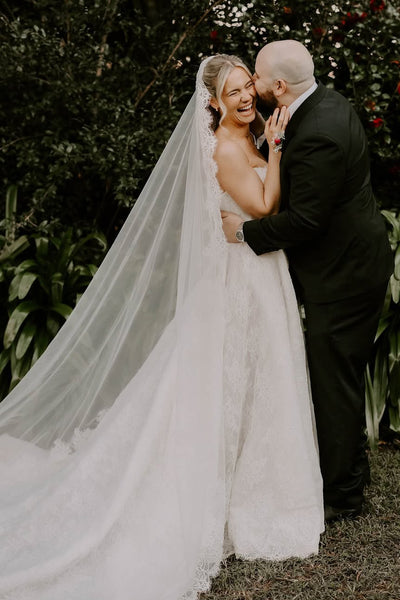 Gorgeous A Line Sweetheart Lace Tulle Wedding Dress AB25111402