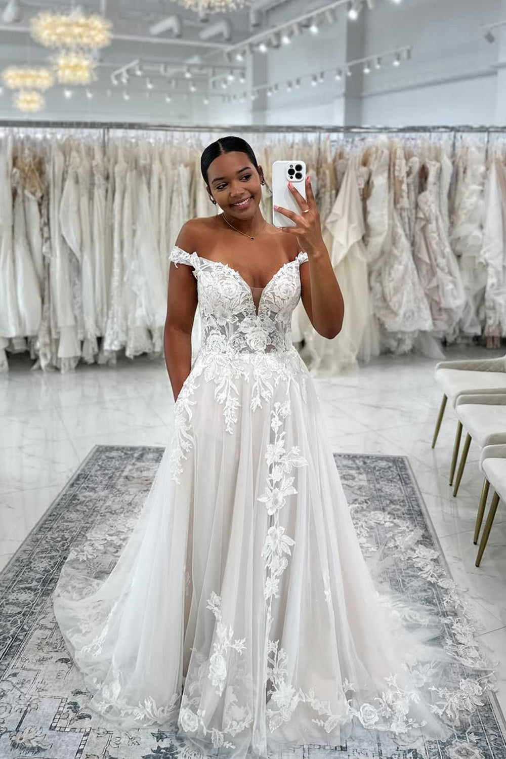 Bohomian Mermaid Off the Shoulder White Lace Wedding Dresses with Train  AB25050205