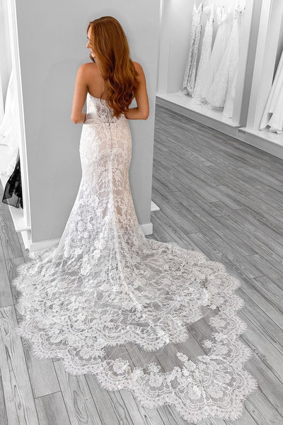 Elegant Mermaid Sweetheart Lace Bridal Dresses with Appliques