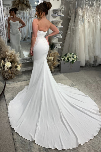 Mermaid Sweetheart Elastic Satin Long Wedding Dress AB26072009