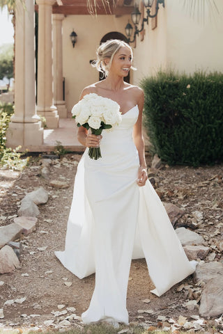 Romatic Mermaid Sweetheart Satin Long Wedding Dress AB25092906