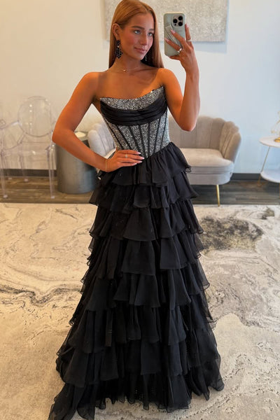 Charming A Line Scoop Neck Teal Tiered Chiffon Wedding Dress with Hot Stone AB25092803