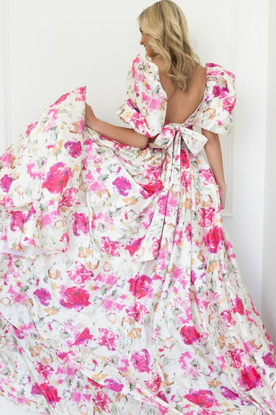 Two Piece Sweetheart Floral Printed Long Prom Dress with Slit AB4040303