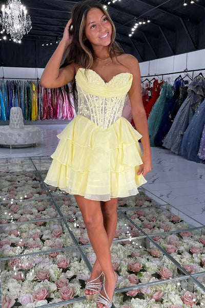 Cute A Line Sweetheart Tiered Chiffon Homecoming Dress AB25091102