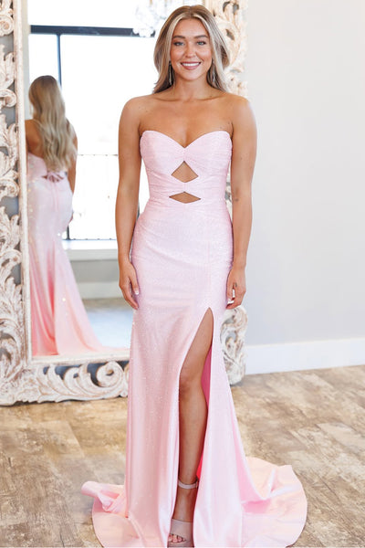 Cute Mermaid Sweetheart Keyhole Light Pink Prom Dress with Hot Stone AB26010605