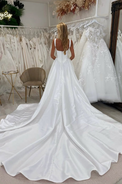 Ball Gown Square Neck Satin Wedding Dress AB26022402