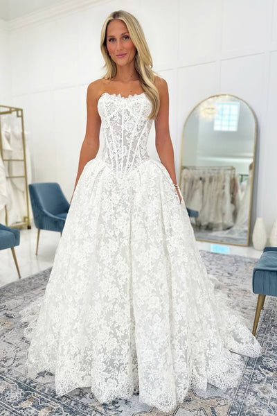 Gorgeous Ball Gown Sweetheart Lace Wedding Dress with Appliques AB26022405