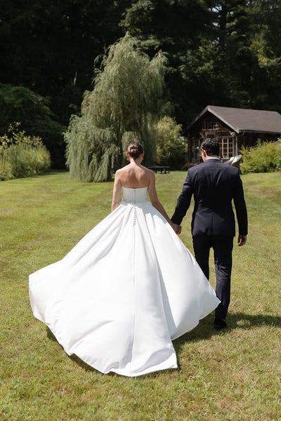 Mermaid Scoop Neck Silk Satin Two Piece Wedding Dress AB25092906