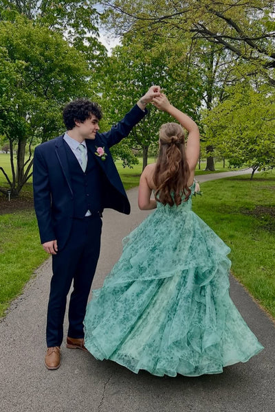 Gorgeous A Line Sweetheart Ruffled Organza Prom Dress AB26051710