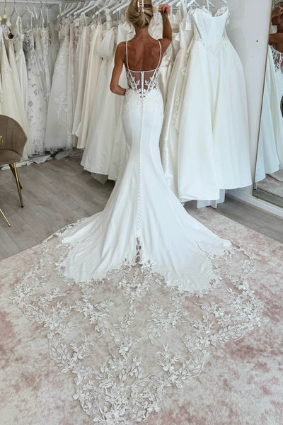 Mermaid Sweetheart Stretch Satin Wedding Dress with Appliques AB26102108