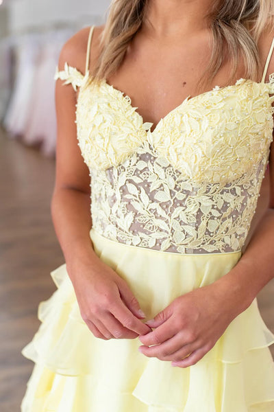Cute A Line Off the Shoulder Daffodial Chiffon Slit Prom Dress with Appliques AB25022310