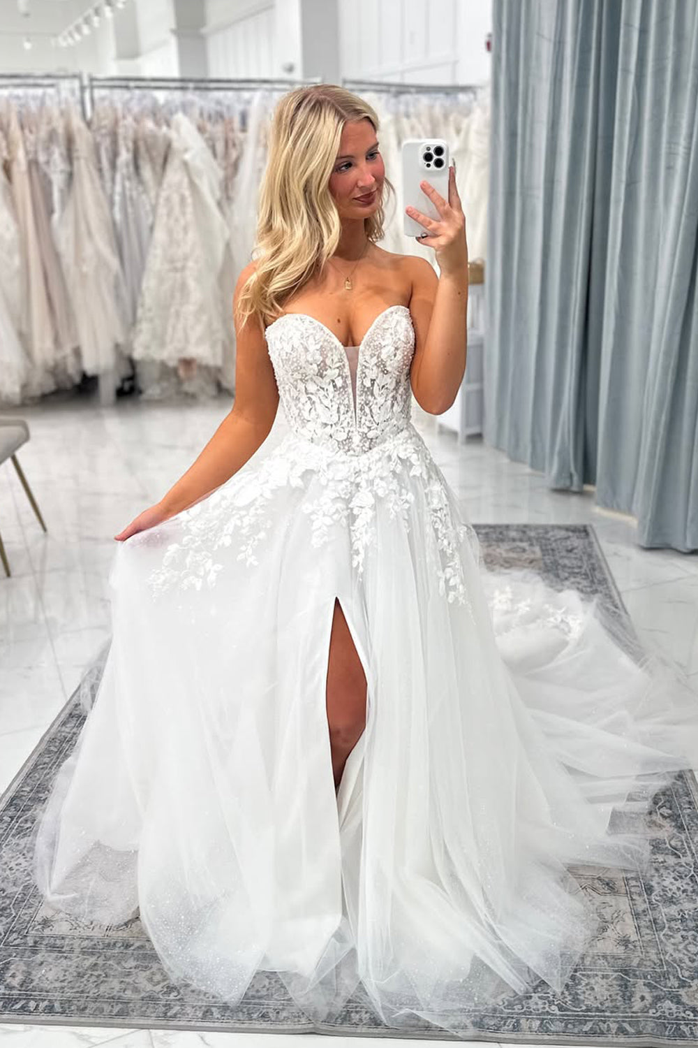 Sweetheart A Line Tulle Wedding Dress with Appliques AB25102910