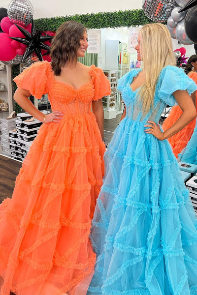 Cute Ball Gown Sweetheart Orange Tulle Prom Dress AB4020102