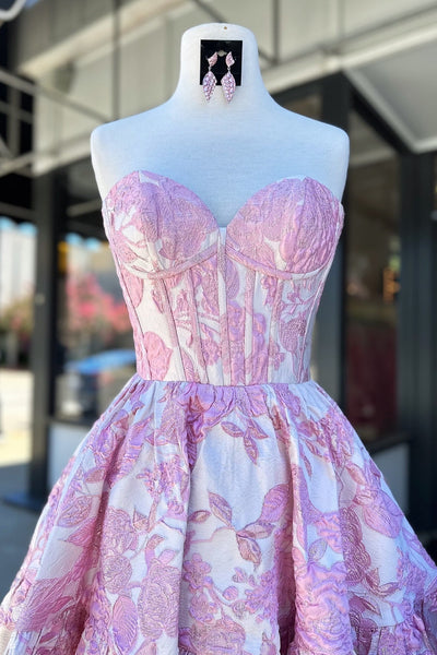 Cute Sweetheart Light Blue Jacquard Satin Short Homecoming Dress