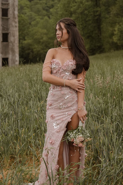 Mermaid Sweetheart Blush Pink Lace Long Prom Dress AB26060111