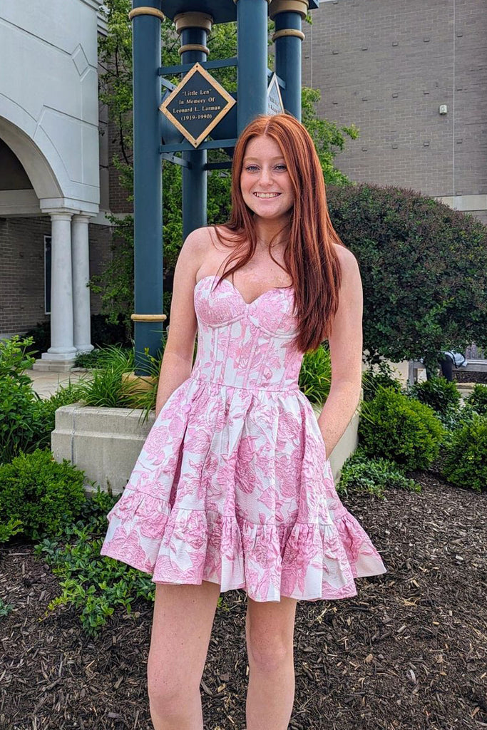 Cute A-Line Sweetheart Blue Jacquard Satin Short Homecoming Dresses AB4052107 Anniebride Cute A-Line Sweetheart Blue Jacquard Satin Short Homecoming Dresses AB4052107 Anniebride