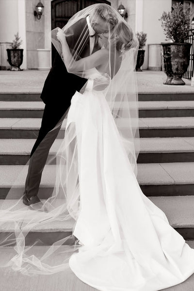 Romatic Mermaid Sweetheart Satin Long Wedding Dress AB25092906