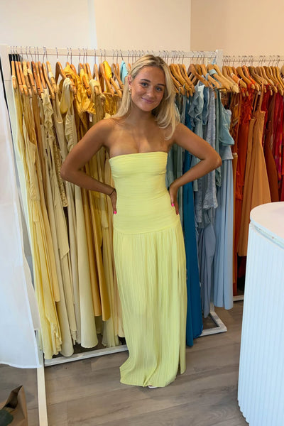 Sheath Strapless Yellow Pleat Evening Formal Dress AB26062818