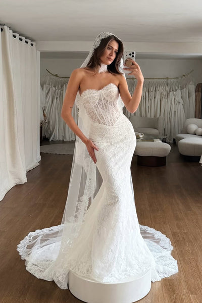 Elegant Mermaid Sweetheart Lace Wedding Dress AB26060813