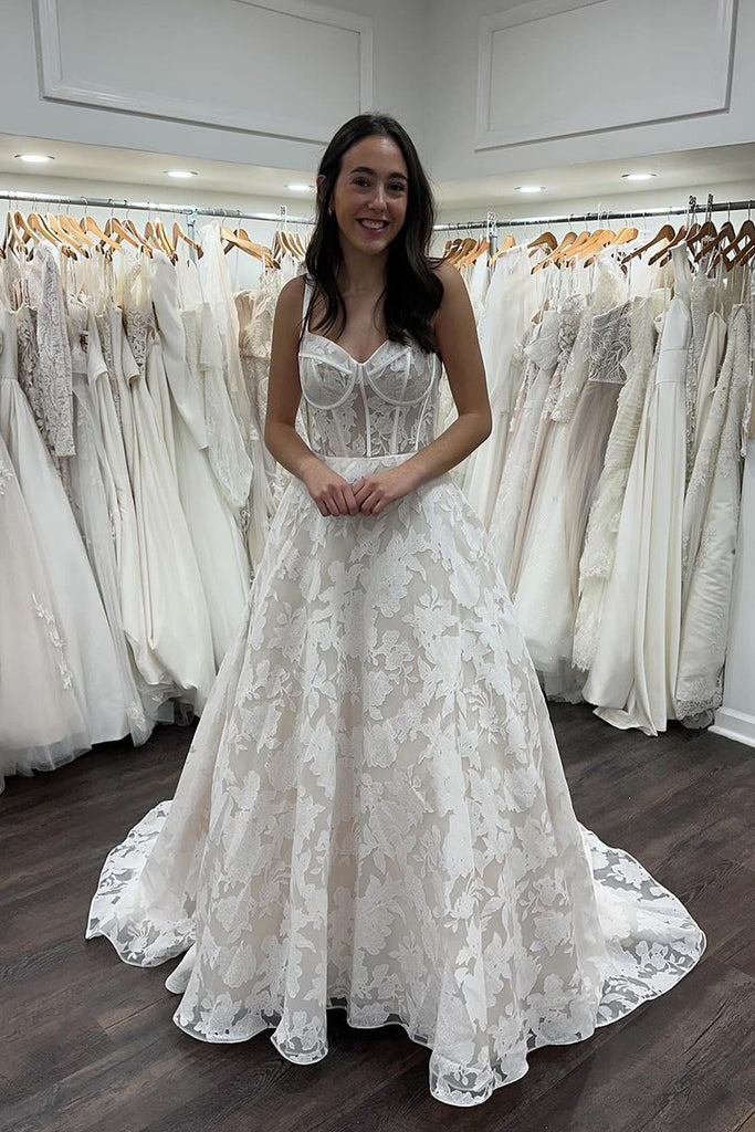 Fairy Fashion A Line Sweetheart Wedding Dresses with Train AB24120614 Anniebride Fairy Fashion A Line Sweetheart Wedding Dresses with Train AB24120614 Anniebride