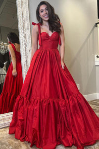 Ball Gown Sweetheart Red Satin Long Prom Dress AB4020602