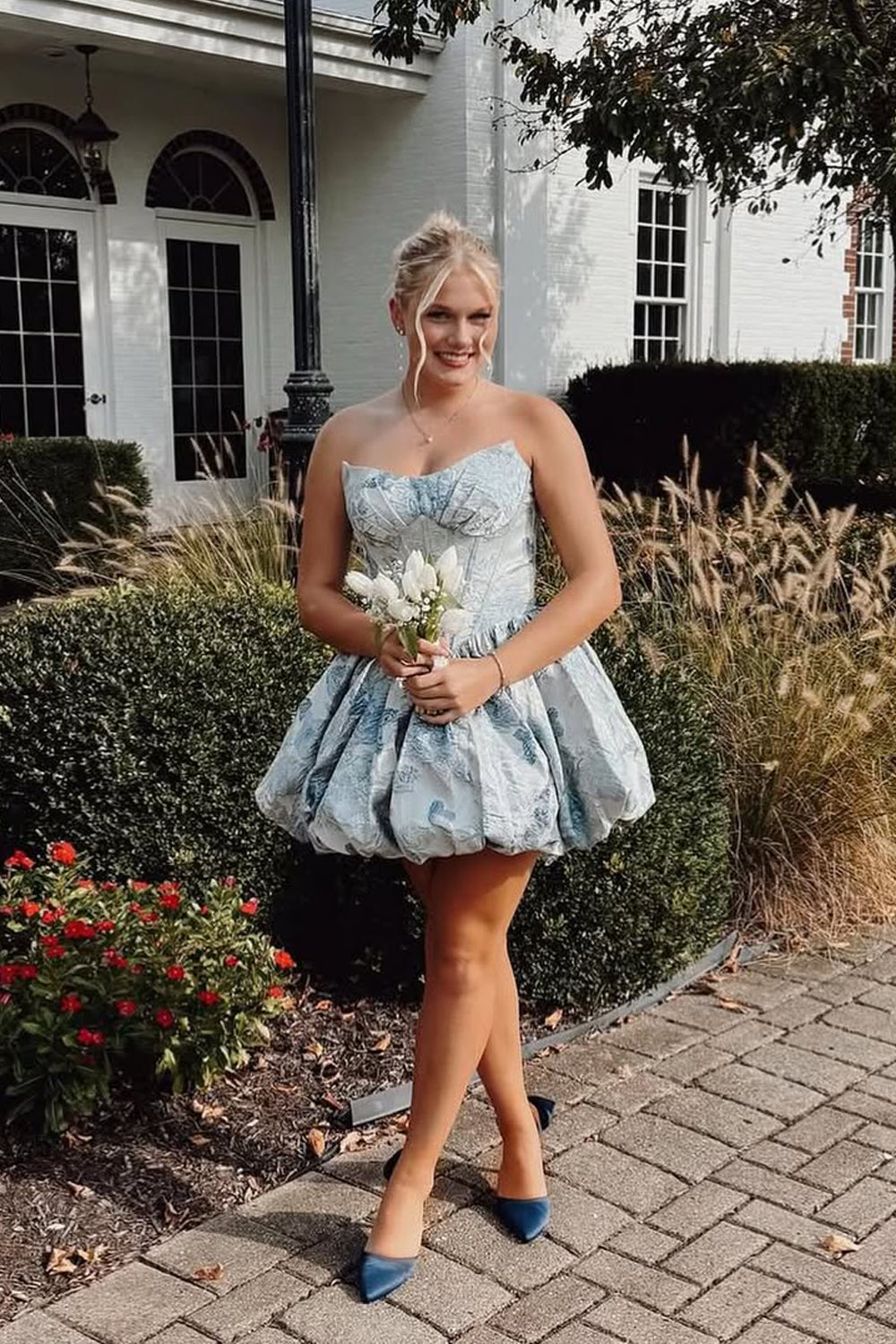 Sweet A Line Sweetheart Jacquard Satin Keyhole Homecoming Cake Dress AB25092515
