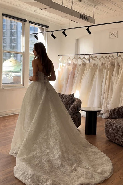 Gorgeours Vintage Lace Ball Gown Strapless Wedding Dress AB26061503