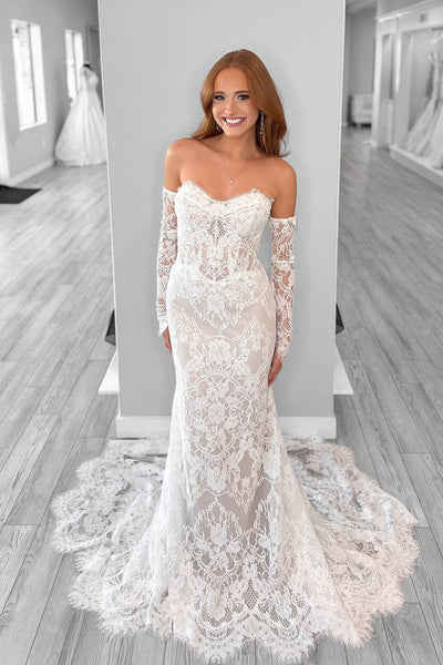 Elegant Mermaid Sweetheart Lace Bridal Dresses with Appliques