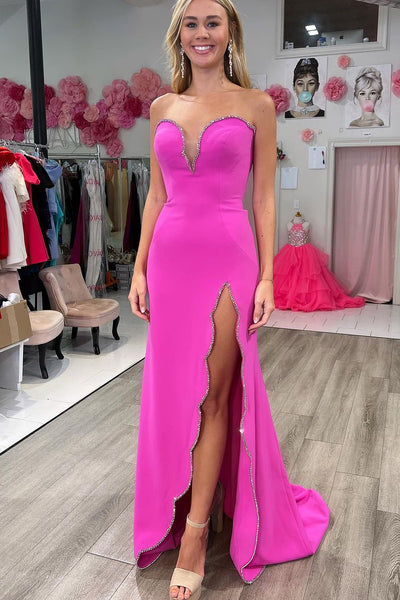 Cute Mermaid Sweetheart Pink Long Prom Dresses with Beading AB111401